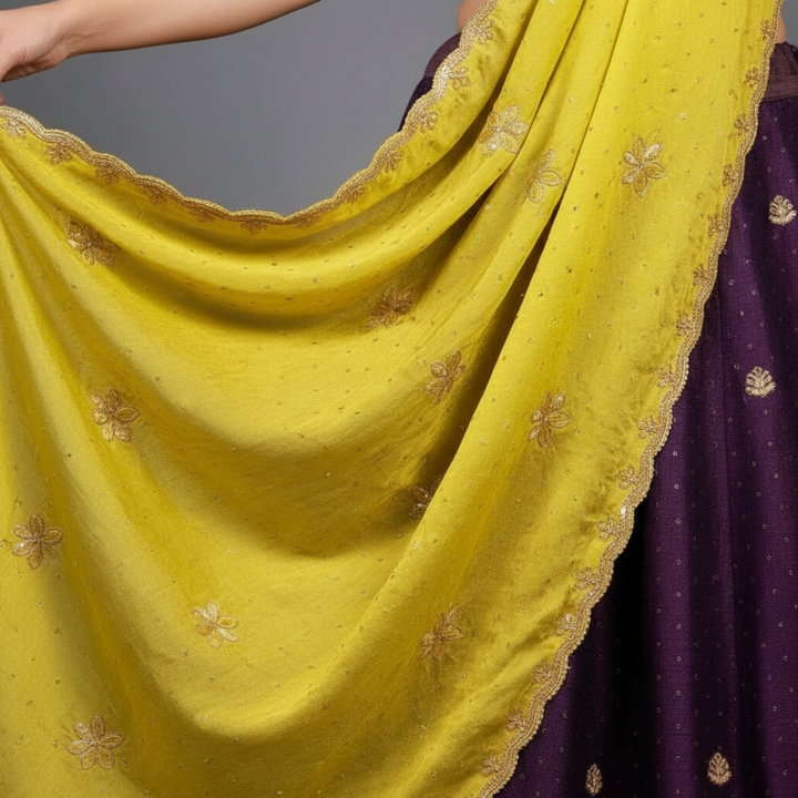 KUBERAN PURPLE UNSTITCHED TRADITIONAL LEHENGA