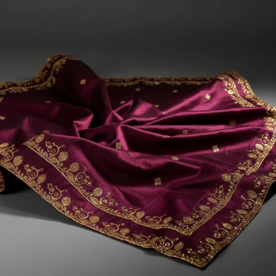 KUBERAN FLORAL UNSTITCHED BRONZE LEHENGA