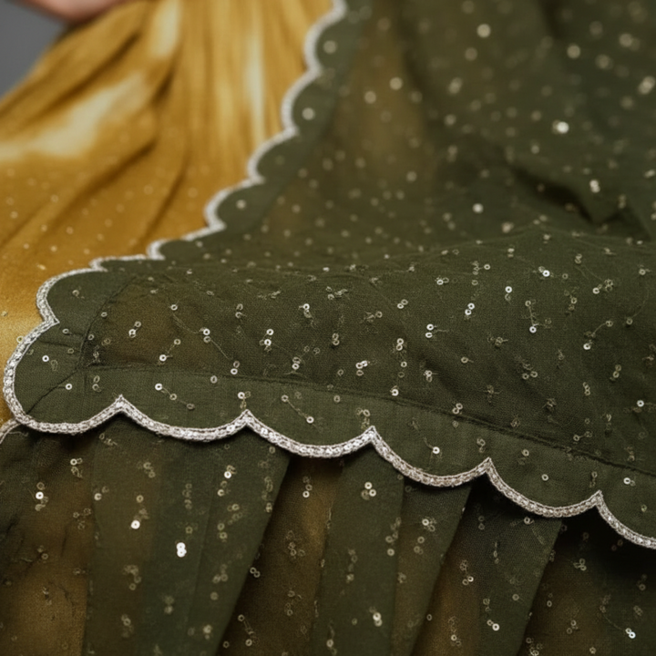 KUBERAN CHAMPAGNE UNSTITCHED TRADITIONAL LEHENGA