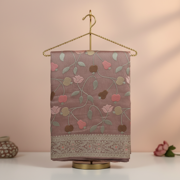 KUBERAN DUSTY MAUVE ORGANZA SAREE