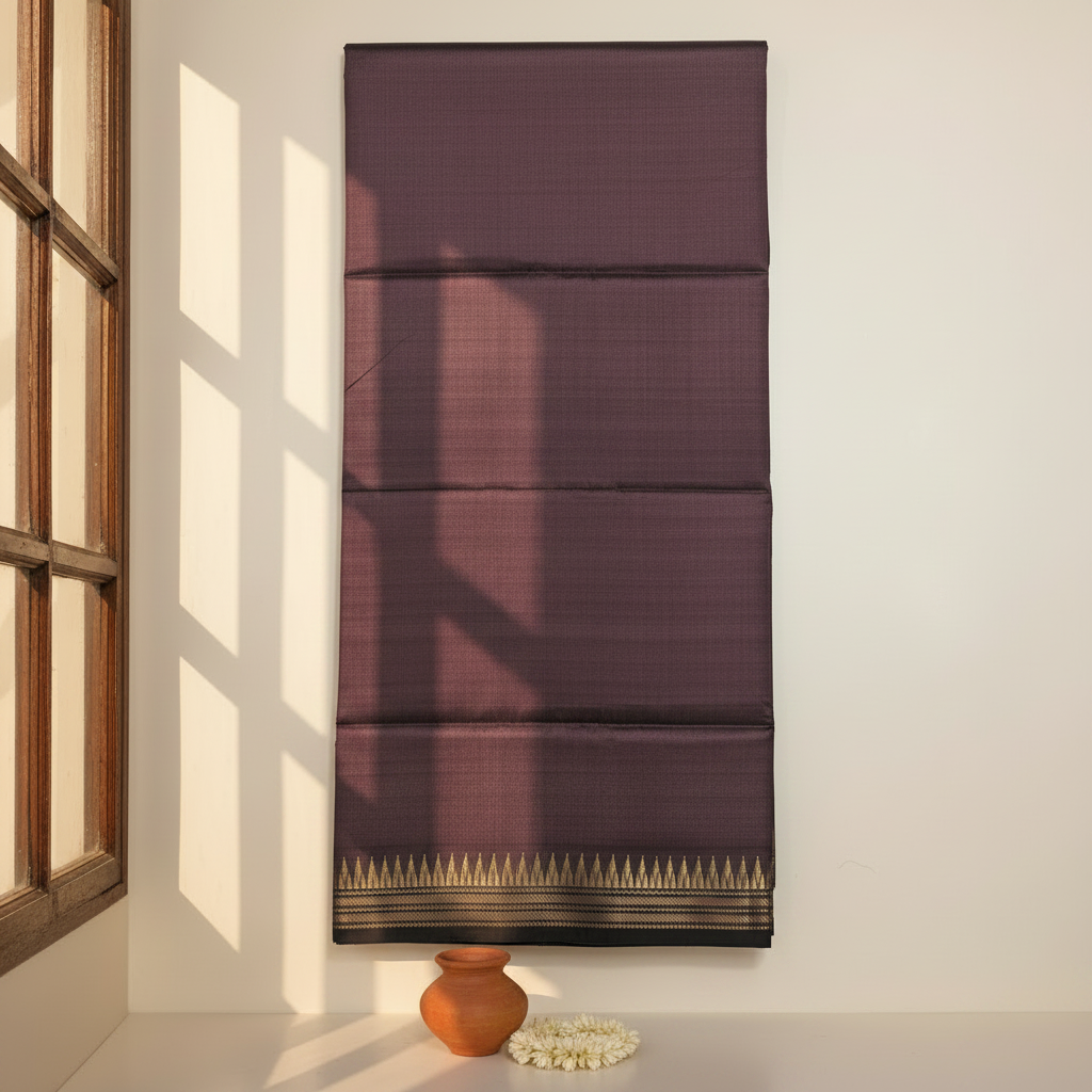 KUBERAN BURGUNDY BISHNUPURI SOFT SILK SAREE