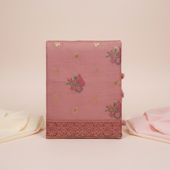KUBERAN MEENAKARI PINK COTTON SAREE