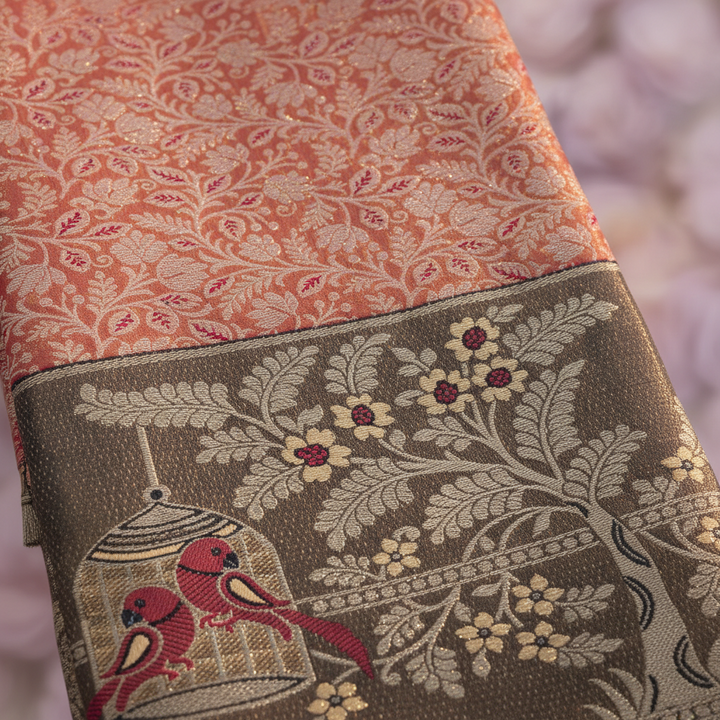 KUBERAN PINK BROCADE SEMI SILK SAREE