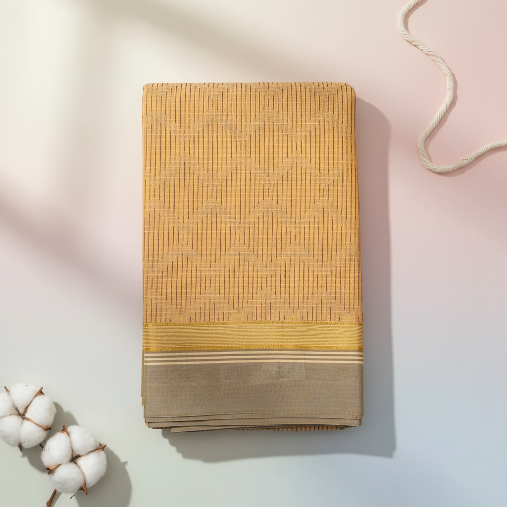 Kuberan Golden Yellow Cotton Saree