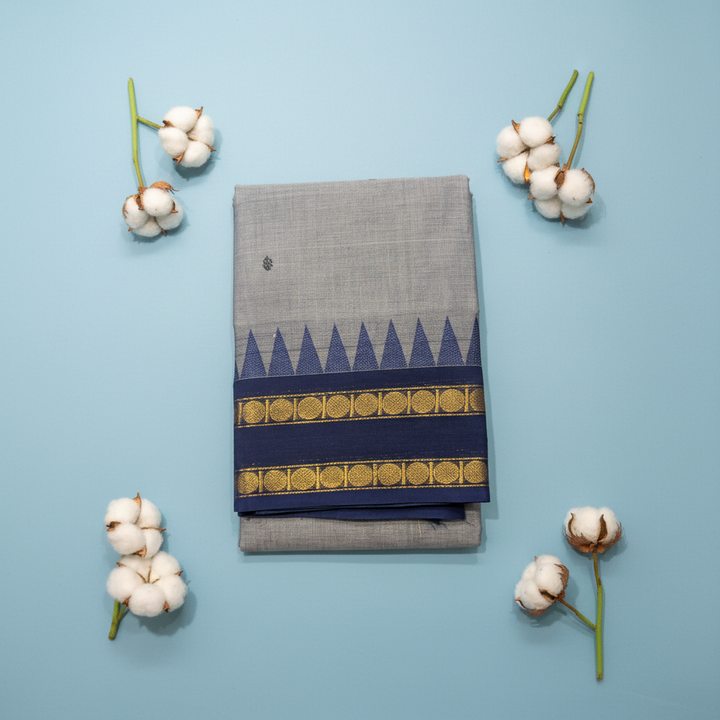 KUBERAN METALLIC BLUE COTTON SAREE