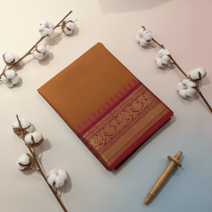 KUBERAN ORANGE COTTON SAREE