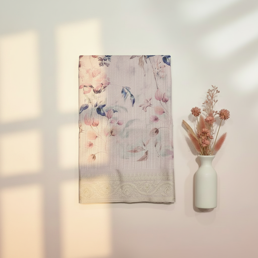 KUBERAN PINK LINEN COTTON SAREE