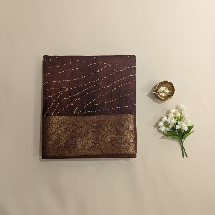 KUBERAN BROWN PRINTED COTTON SAREE