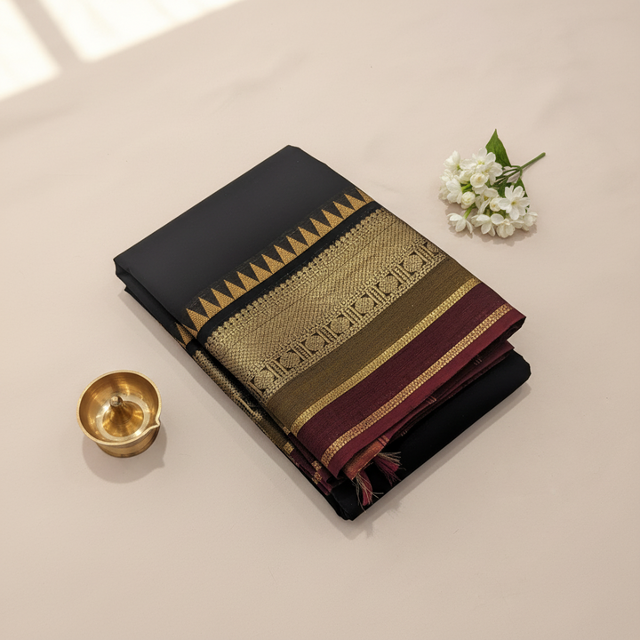 KUBERAN BLACK COTTON SAREE