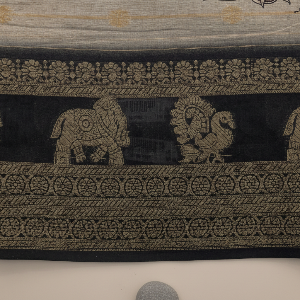 KUBERAN WHITISH GREY SEMI TUSSAR SILK SAREE