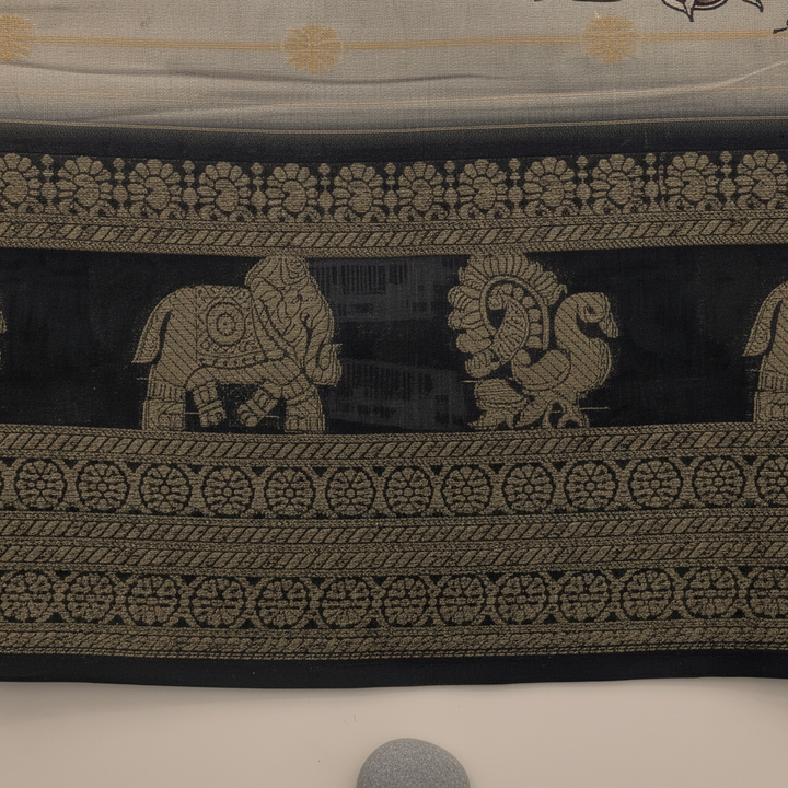 KUBERAN WHITISH GREY SEMI TUSSAR SILK SAREE