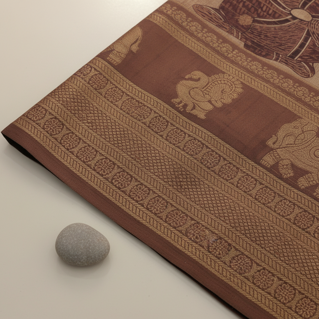 KUBERAN LIGHT BROWN SEMI TUSSAR SILK SAREE