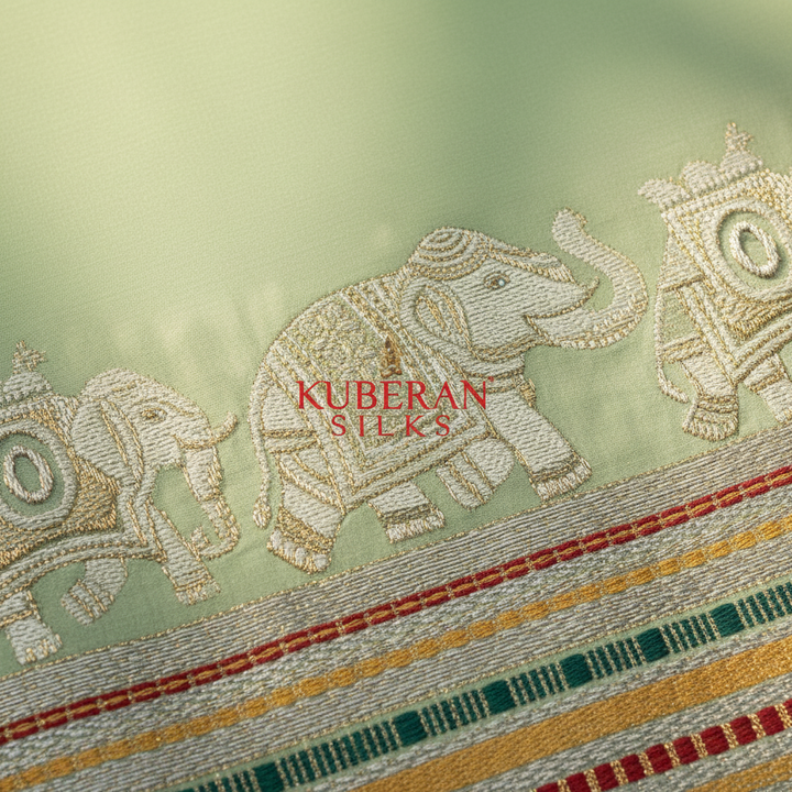 Kuberan Mint Green Mysore Silk Saree