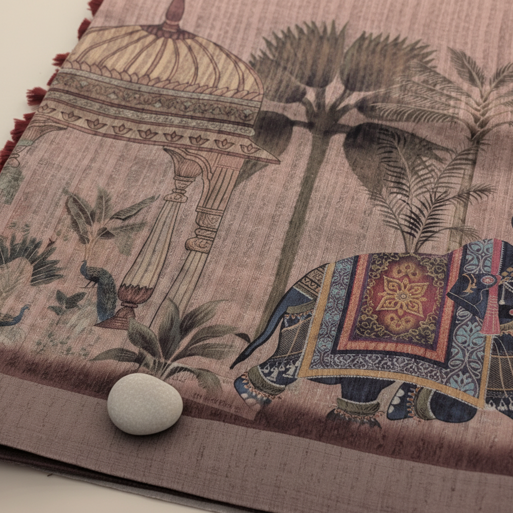 KUBERAN PASTEL PINK LINEN COTTON SAREE