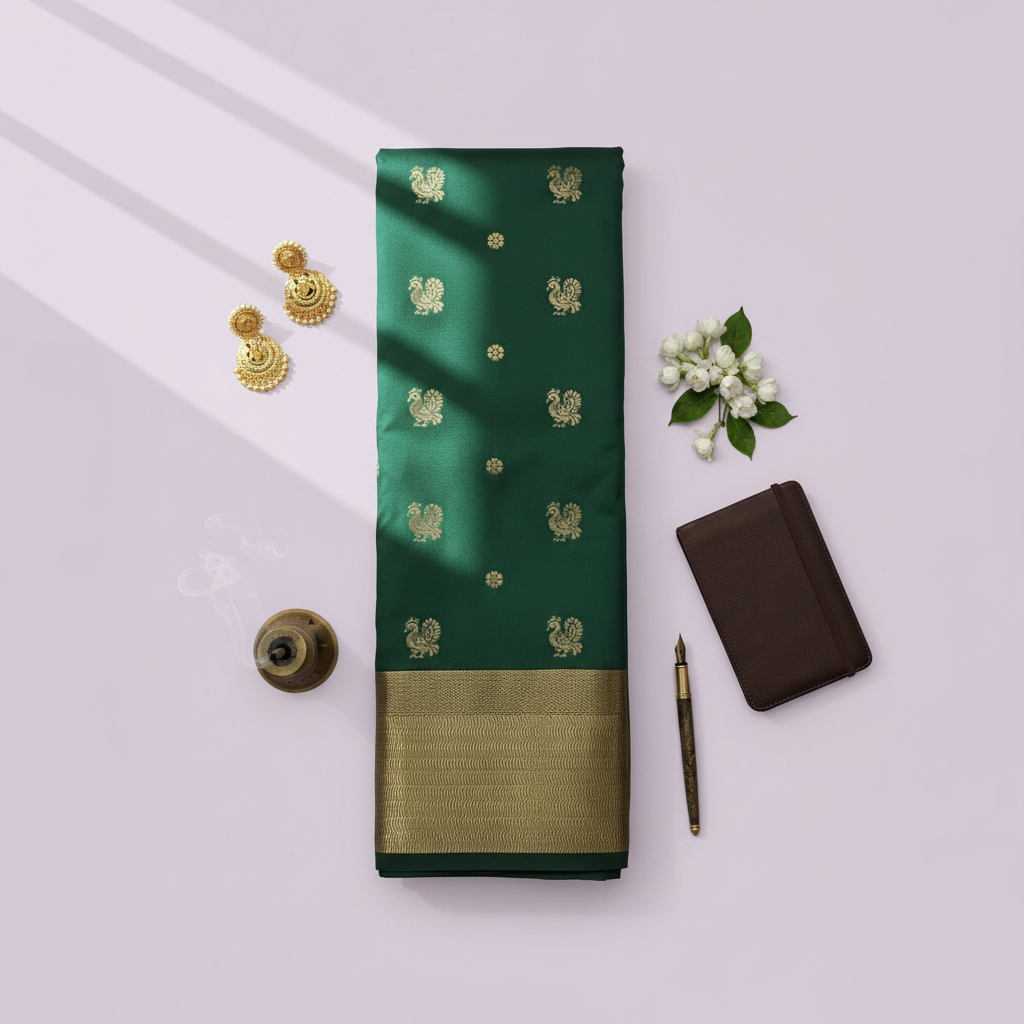 Emerald Green Kanchipuram Saree - 2000x2000