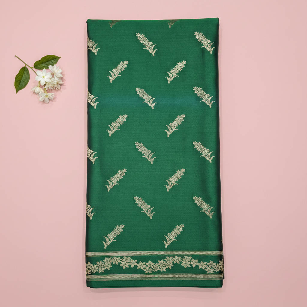 KUBERAN GREEN MASHRU BANARASI SILK SAREE