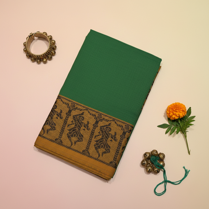 KUBERAN GREEN COTTON DANCE PRACTICE SAREE