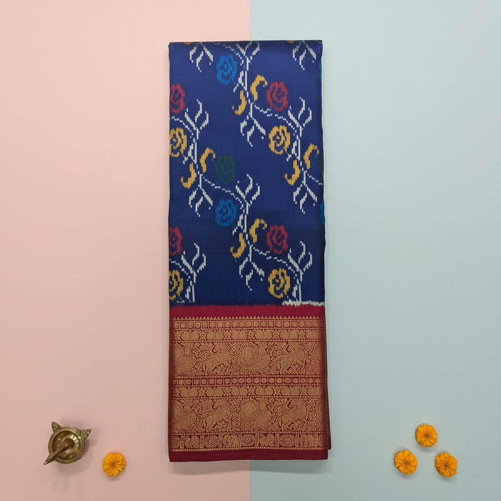 KUBERAN BLUE POCHAMPALLY SILK SAREE
