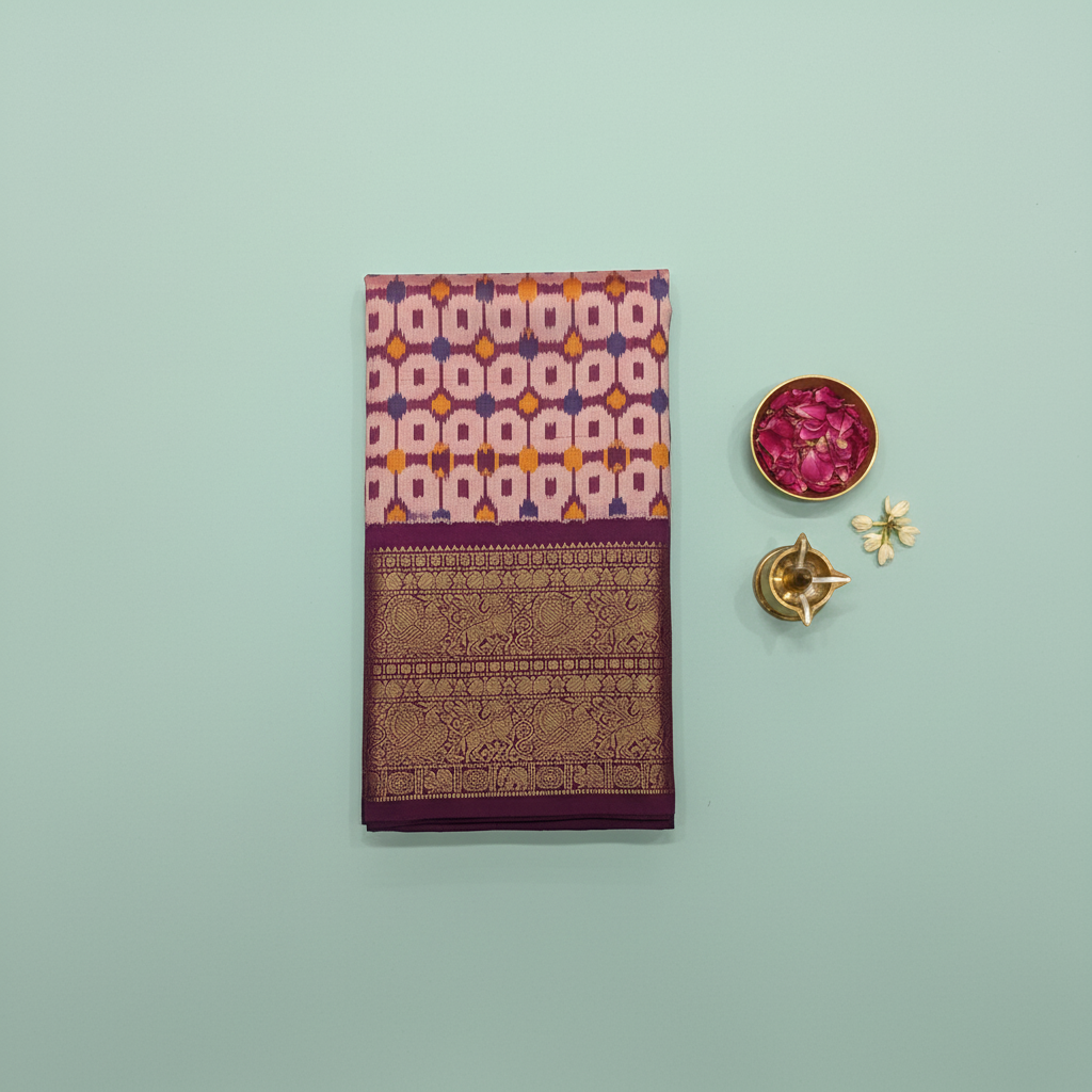 KUBERAN PEACH POCHAMPALLY SILK SAREE