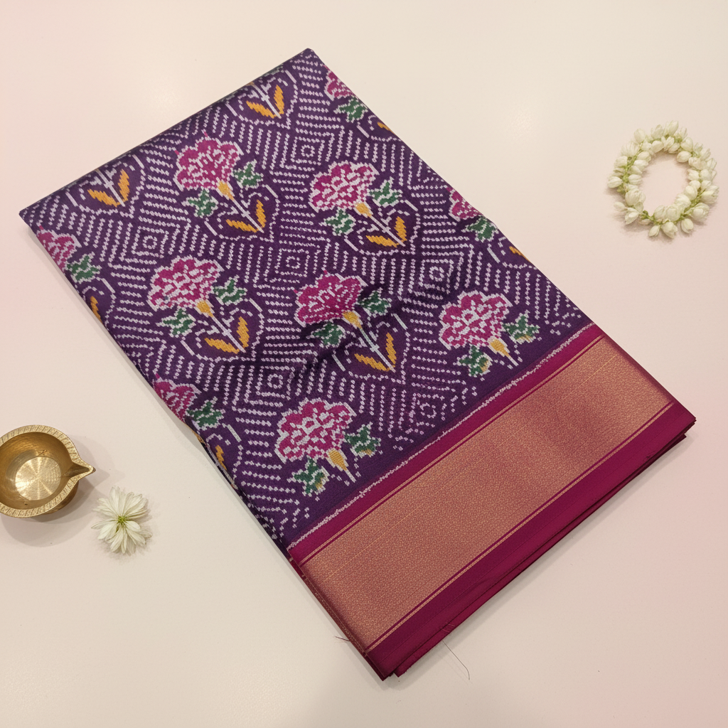 KUBERAN PURPLE POCHAMPALLY SILK SAREE