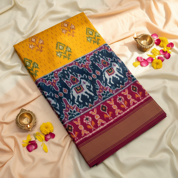 KUBERAN YELLOW POCHAMPALLY SILK SAREE