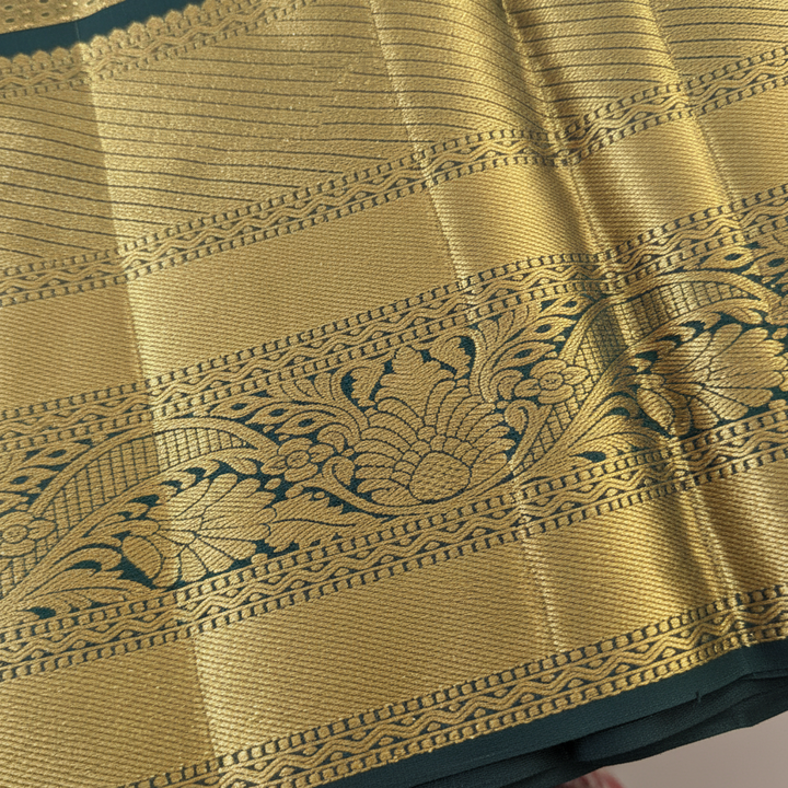 KUBERAN CREAM GOLDEN PURE KANCHIPURAM SILK SAREE