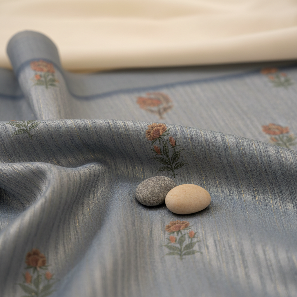 KUBERAN GREYISH BLUE LINEN COTTON