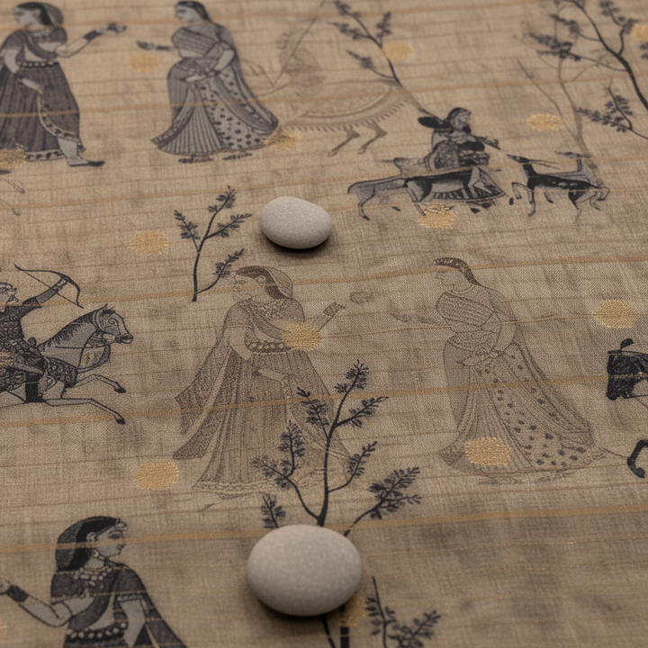 KUBERAN KHAKI BEIGE SEMI TUSSAR SILK SAREE