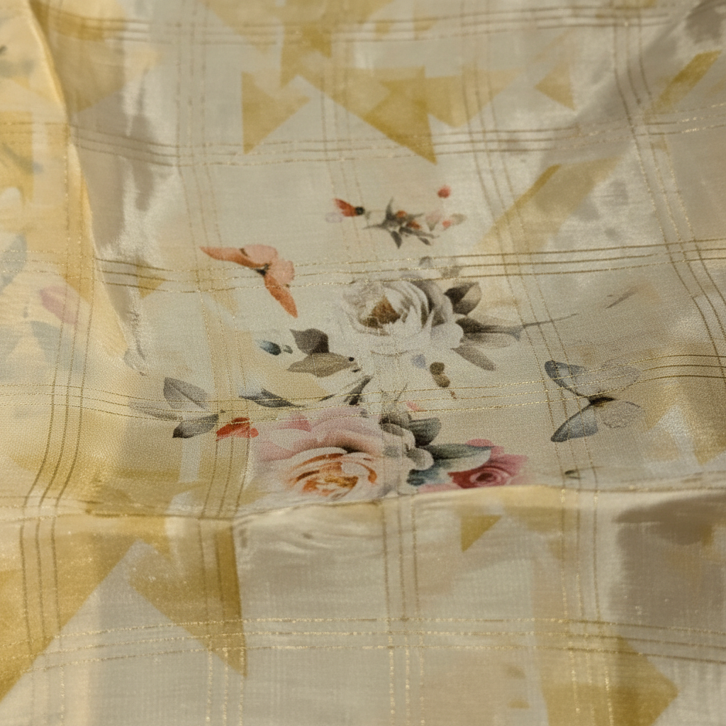 KUBERAN YELLOW CHIFFON PRINTED SAREE