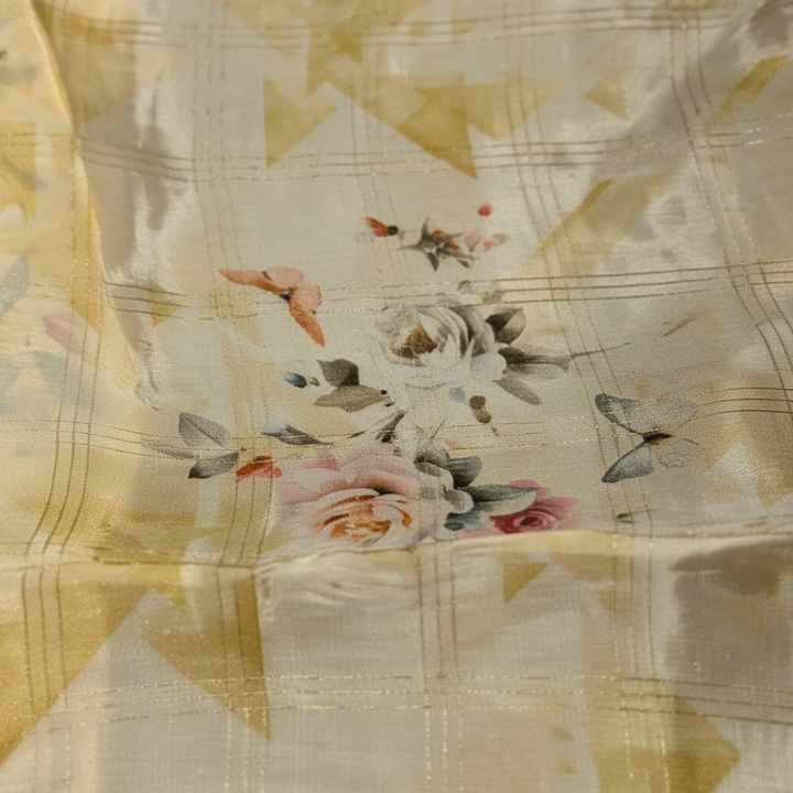 KUBERAN YELLOW CHIFFON PRINTED SAREE