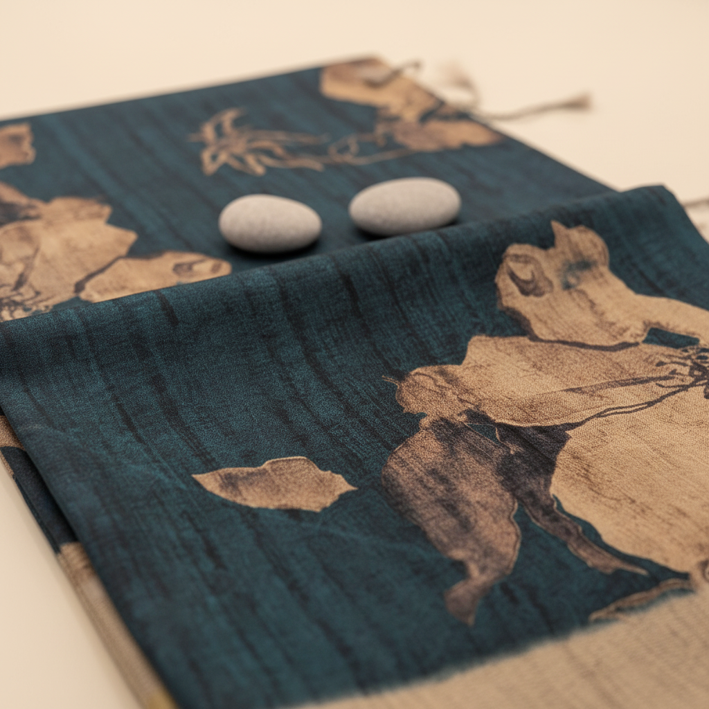 KUBERAN CARBON BLUE SEMI TUSSAR SILK SAREE