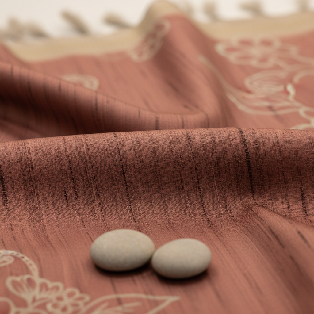 KUBERAN RUST BROWN SEMI TUSSAR SILK SAREE