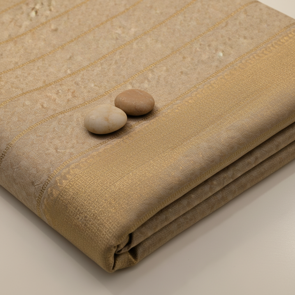 KUBERAN DARK BEIGE SEMI TUSSAR SILK SAREE