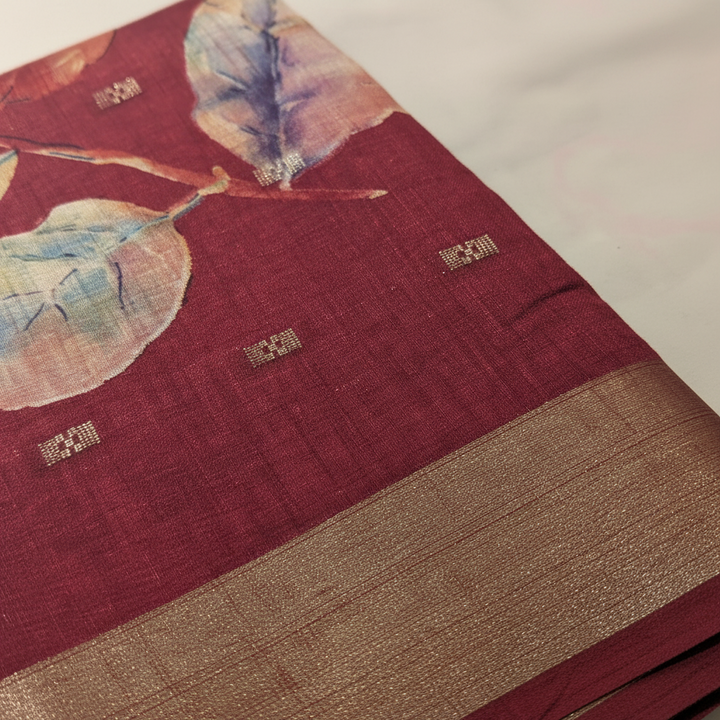 KUBERAN RED PRINTED COTTON SAREE