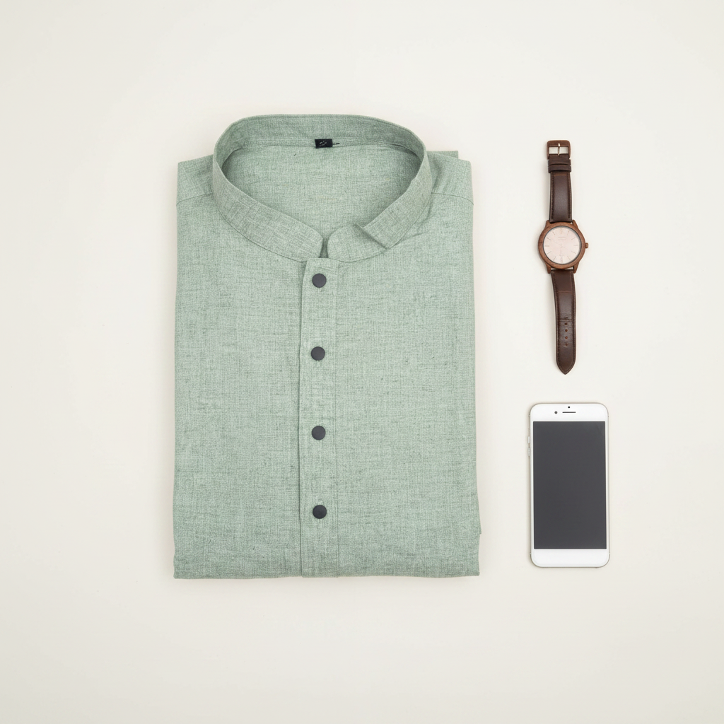 KUBERAN SAGE GREEN COTTON KURTA