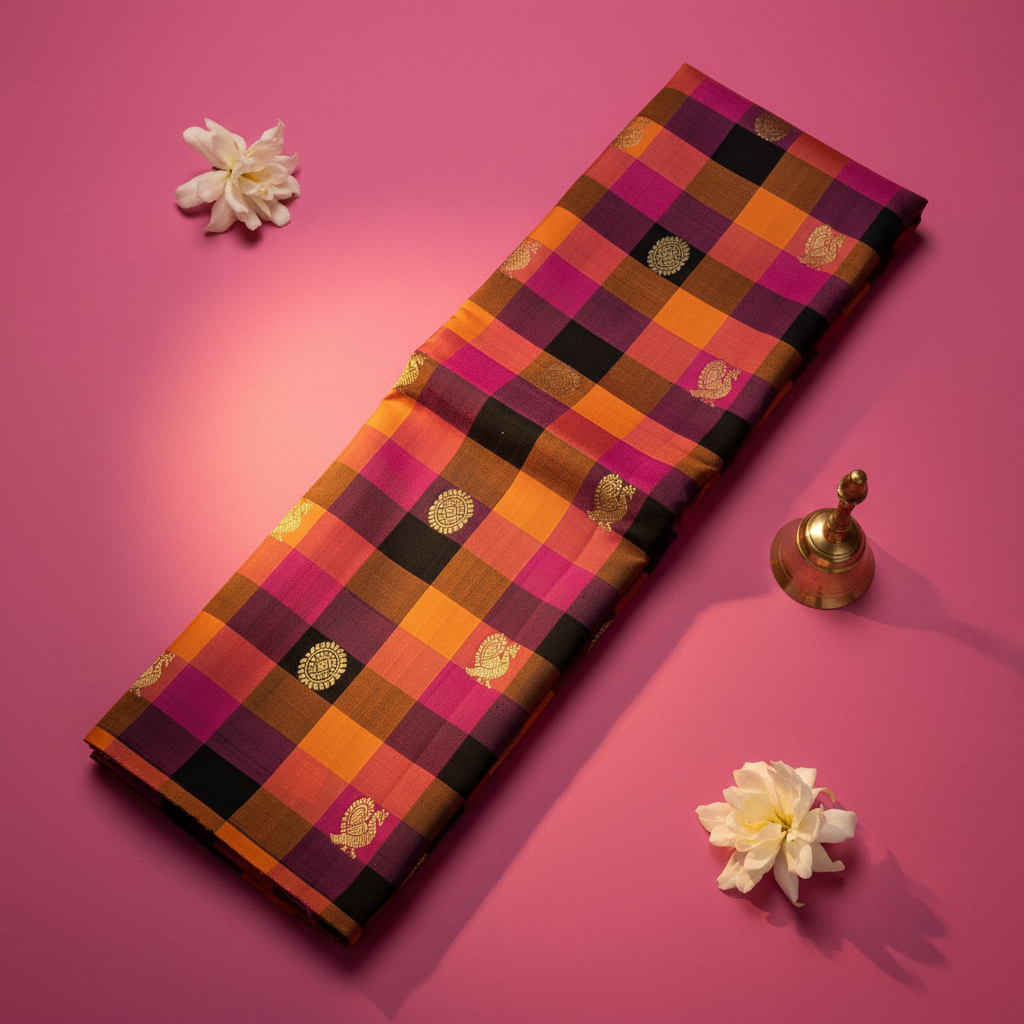 Kuberan Vibrant Multi-Colour Kanchipuram Silk Saree