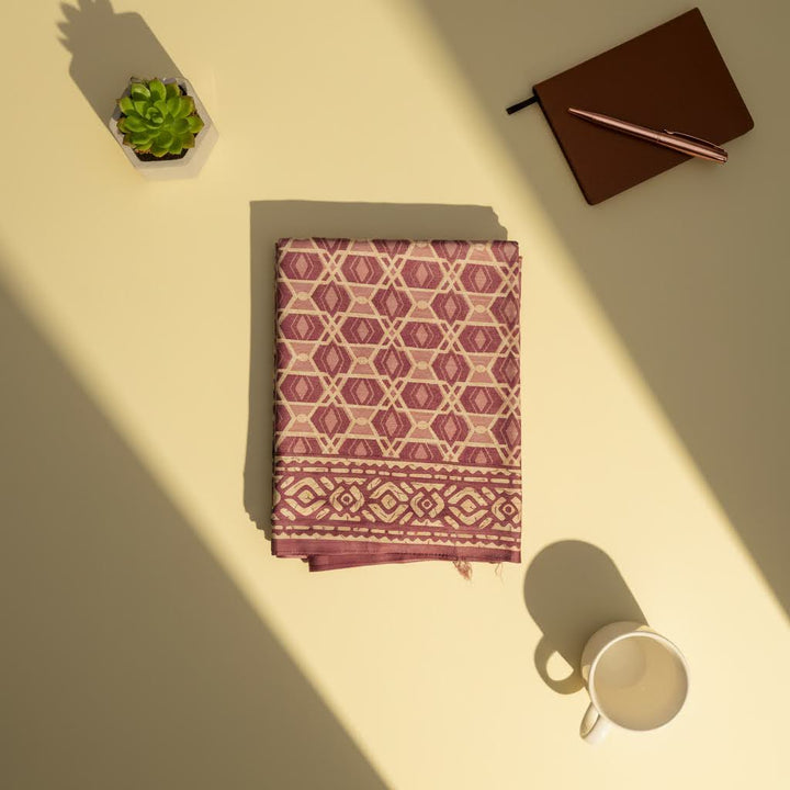 Kuberan Mauve Ikat Geometric Fancy Saree