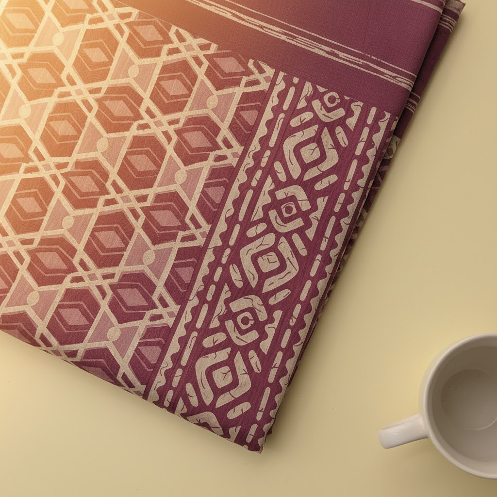 Kuberan Mauve Ikat Geometric Fancy Saree