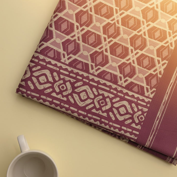 Kuberan Mauve Ikat Geometric Fancy Saree