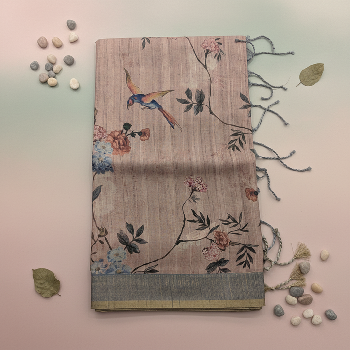 KUBERAN ROSE PINK SEMI TUSSAR SILK SAREE