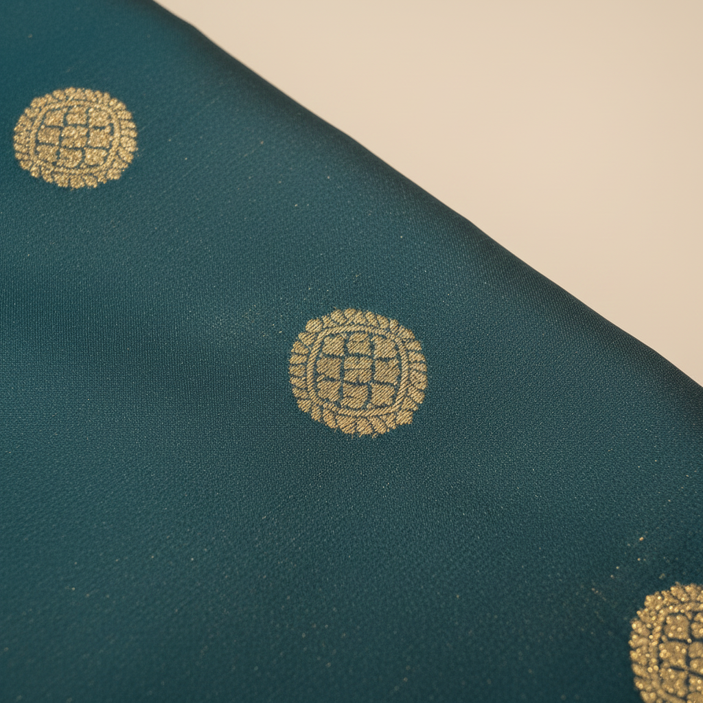 KUBERAN TURQUOISE BLUE PURE SILK SAREE