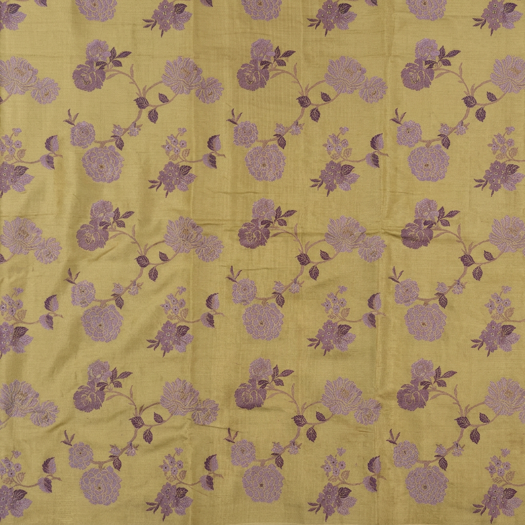 Kuberan Pale Green Floral Pure Banarasi Silk Saree