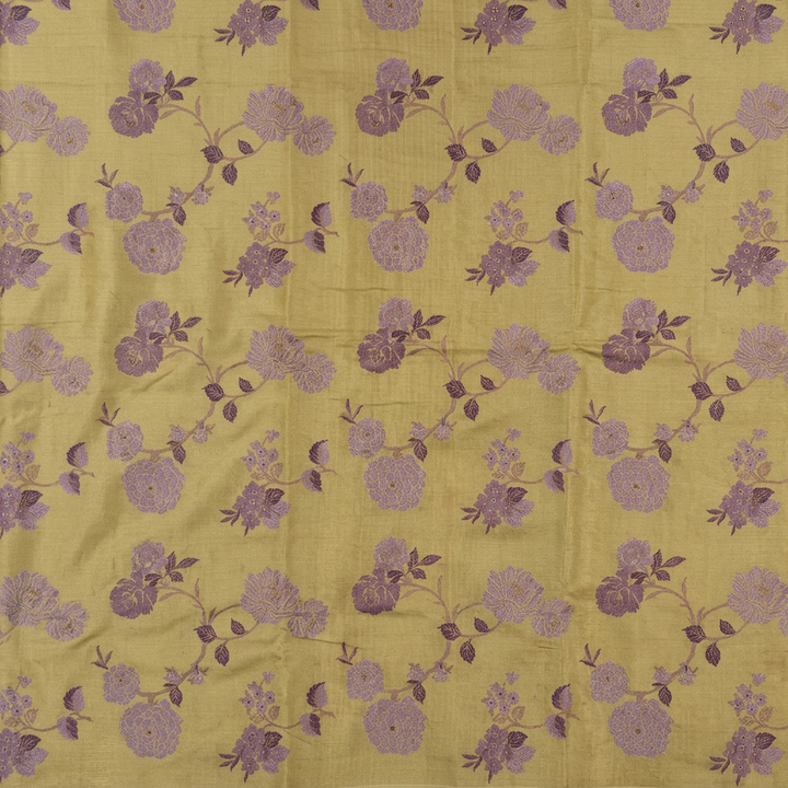 Kuberan Pale Green Floral Pure Banarasi Silk Saree