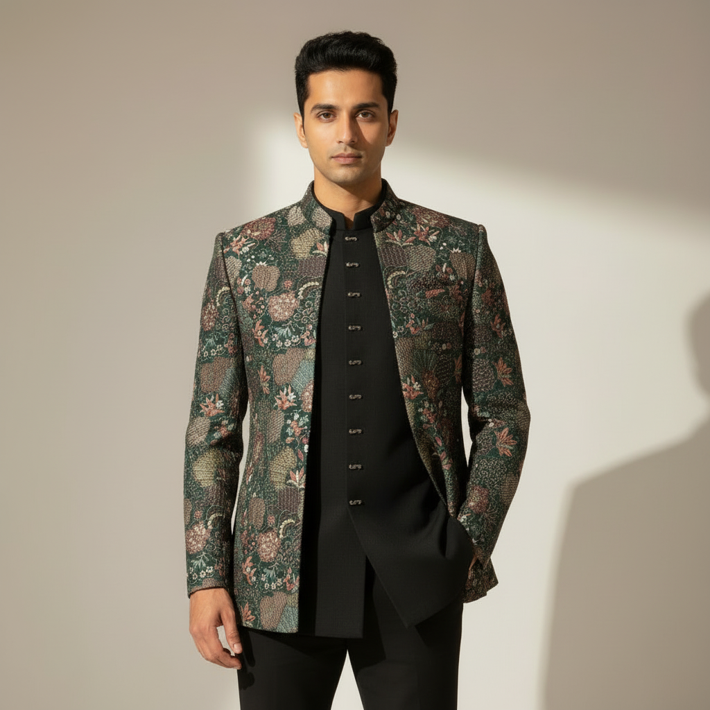 Kuberan Floral Embroidered Jodhpuri Suit