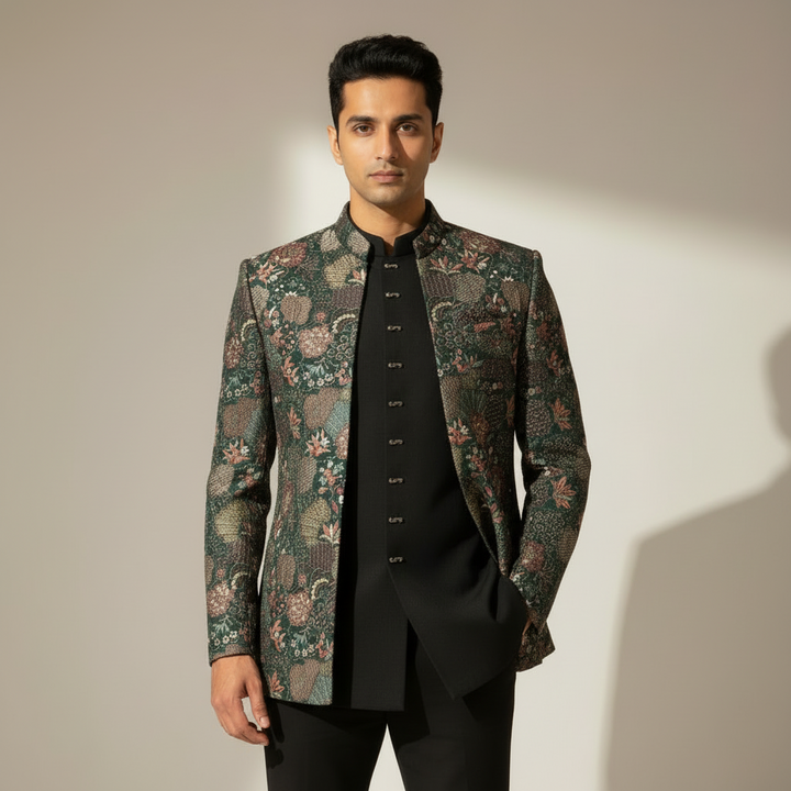 Kuberan Floral Embroidered Jodhpuri Suit