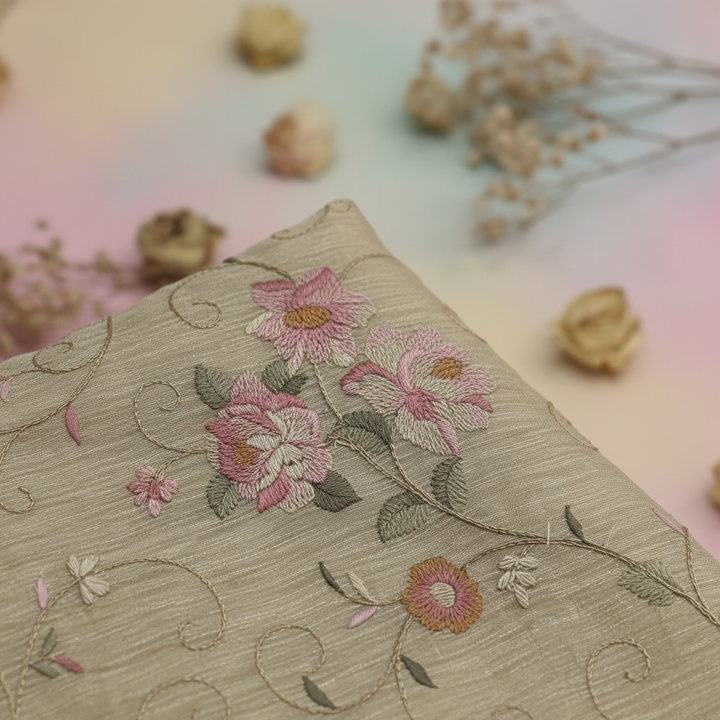 KUBERAN DULL BEIGE LINEN COTTON SAREE