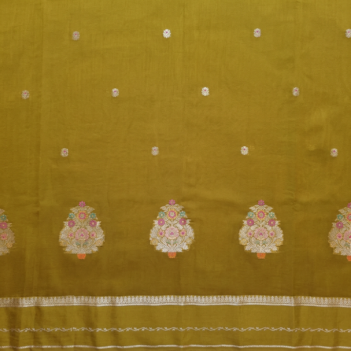 Kuberan Olive Green Chiffon Saree