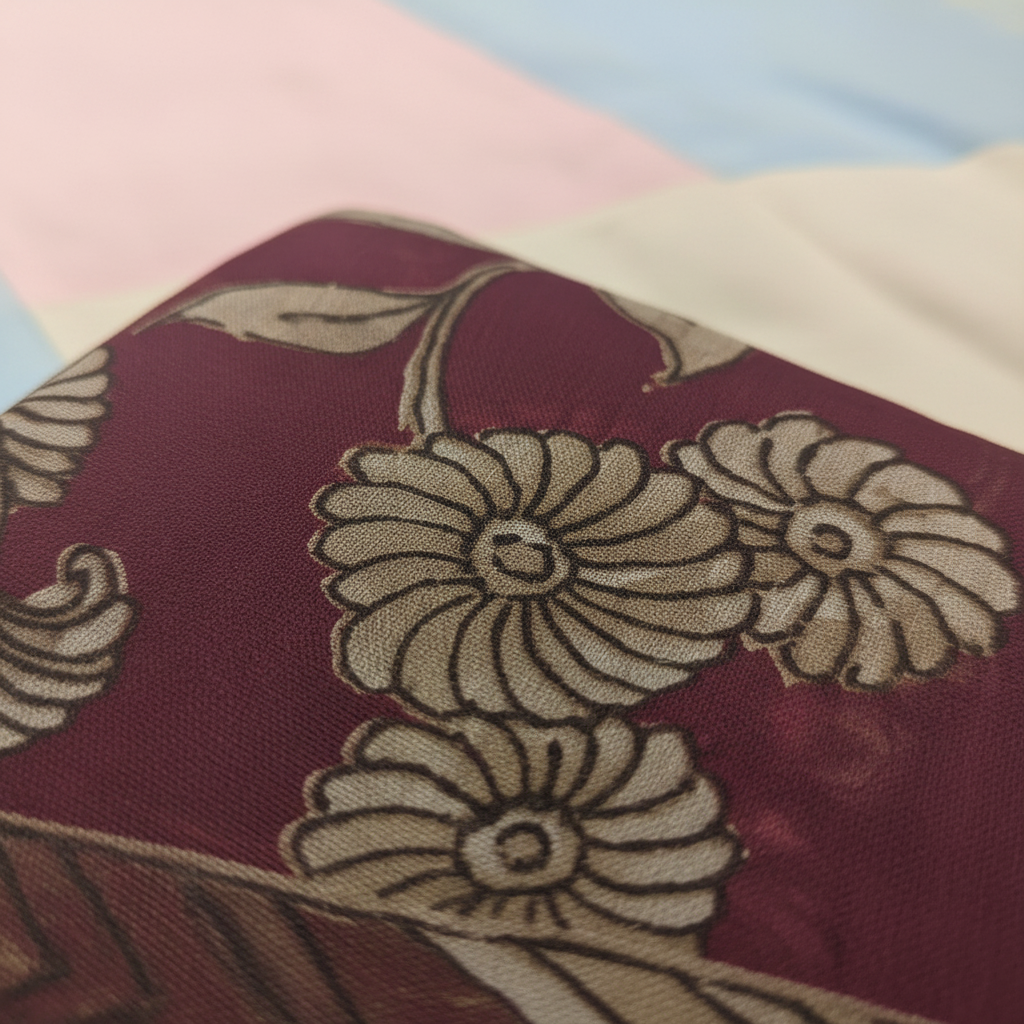 KUBERAN MAROON PRINTED COTTON SAREE