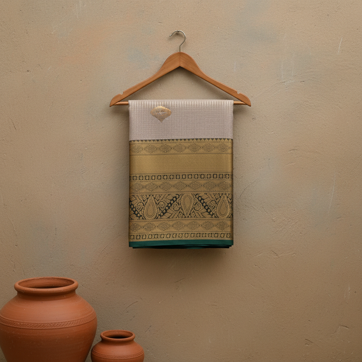 KUBERAN CEMENT GREY SEMI SILK SAREE