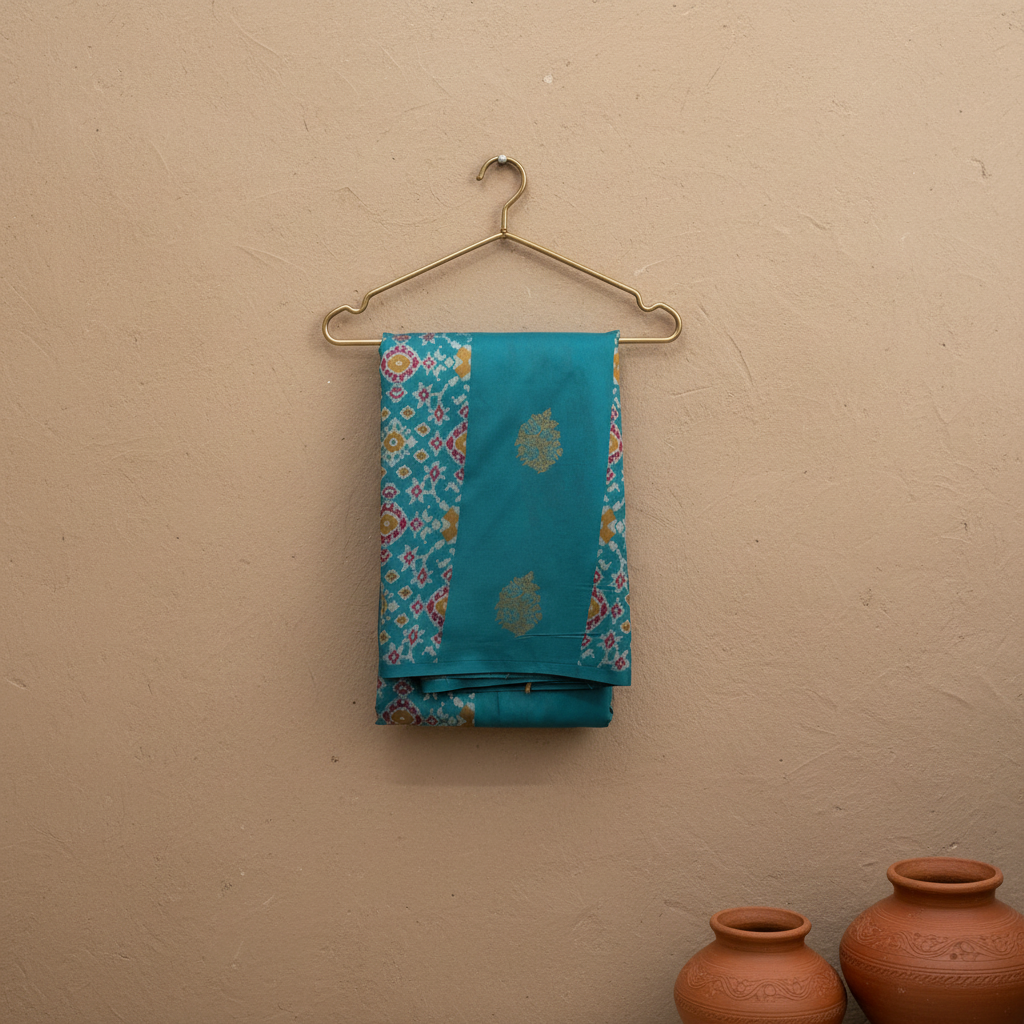 KUBERAN TURQUOISE SEMI SILK SAREE